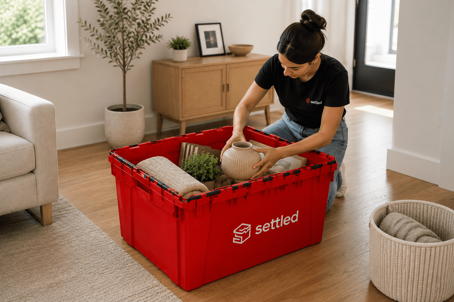 Packing a vase into a Settled bin